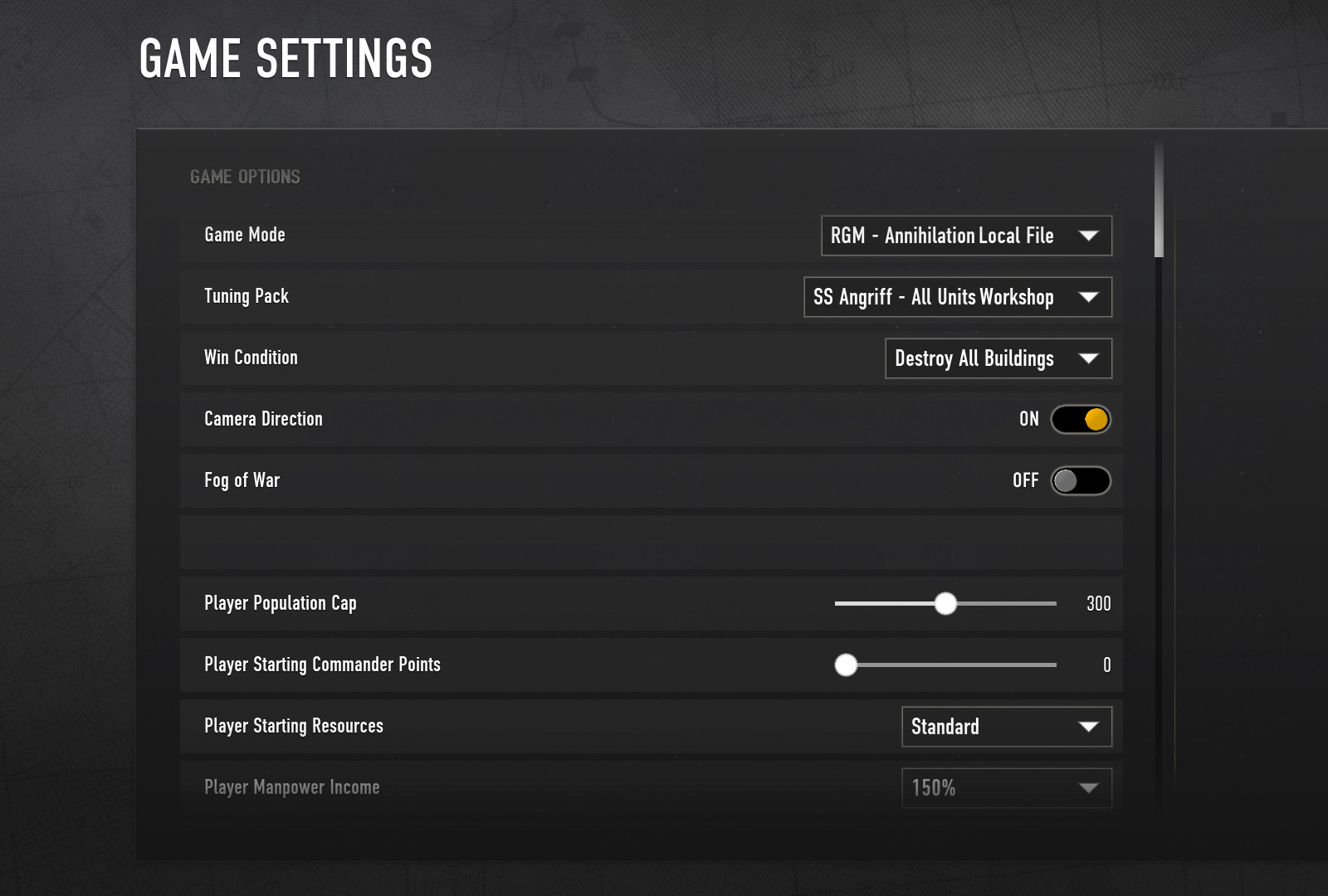 RGM Game Options
